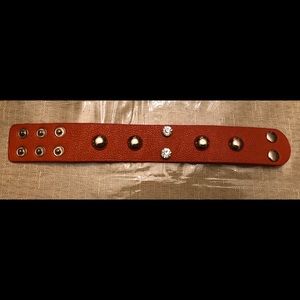 Orange genuine leather bracelet